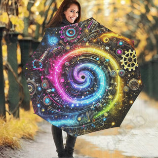 Cyberpunk Swirl Umbrella – Futuristic Design Meets Functional Weather Protection - Size