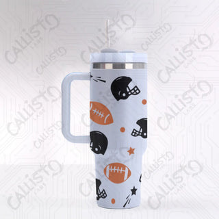 40 oz Stainless Steel Insulated Tumbler Football Lover Tumbler with Leak-Proof Lid Straw & Handle