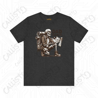 Men’s ’Dad Goals’ Horror Hiking Skeleton with Map Graphic Shirt: Perfect Gift for Adventure-Loving Dads - Dark