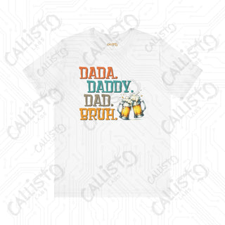 Men’s ’Dada Daddy Dad Bruh’ Beer Glasses Graphic Tee: Cool and Casual Shirt for Dads and Beer Enthusiasts - White