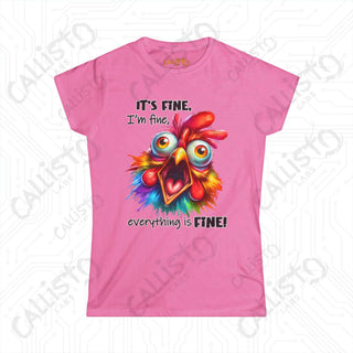 Everything is Fine Chicken Women’s Shirt: Funny and Whimsical Tee for Women - Humorous Graphic Top for Chicken Lovers