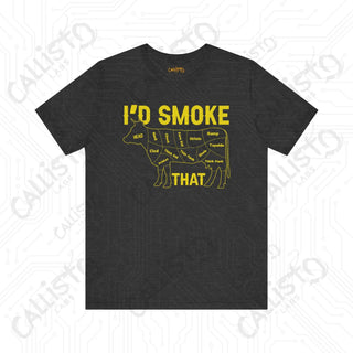 Men’s ’I’d Smoke That’ Funny Cow Shirt: Hilarious BBQ Apparel for Grill Masters and Beef Enthusiasts - Dark