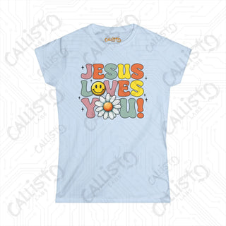 Women’s Floral Design Shirt - ’Jesus Loves You’: Inspirational Christian Tee for Women Faith-Based Apparel