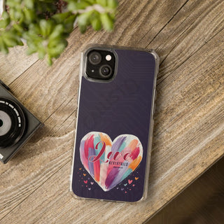 1 Corinthians 13:8 Love Never Fails Colorful Heart Magnetic Clear Impact Case for iPhone 14 & 15 - MagSafe® Compatible