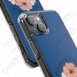 Pslams 103:15 Flourish Like a Flower Magnetic Clear Impact Case for iPhone 14 & 15 - MagSafe® Compatible - Phone Case