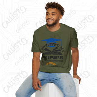 "I Survived My Wife's PhD Dissertation" Funny Mens Softstyle T-Shirt