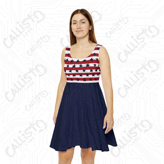 Women’s July 4th Skater Dress Independence Day Fireworks Dress Perfect Patriotic Holiday Outfit - XS - All Over Prints