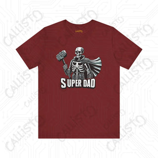 Men’s Horror Superdad Skeleton Superhero Graphic Shirt: Unique Dad Shirt with Hammer and Cape - Perfect Gift for