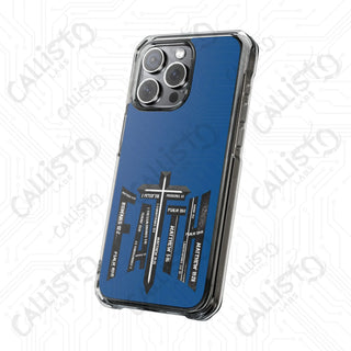 Blue FAITH Bible Scripture Magnetic Clear Impact Case for iPhone 14 & 15 - MagSafe® Compatible - Phone Case