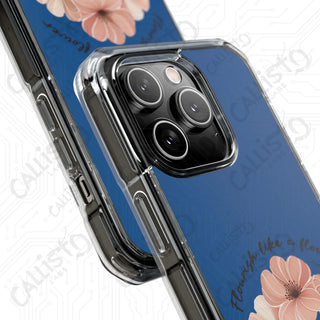 Pslams 103:15 Flourish Like a Flower Magnetic Clear Impact Case for iPhone 14 & 15 - MagSafe® Compatible - Phone Case