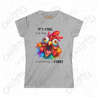 Everything is Fine Chicken Women’s Shirt: Funny and Whimsical Tee for Women - Humorous Graphic Top for Chicken Lovers