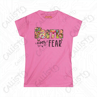 Women’s Softstyle Tee - ’Faith Over Fear’ with Floral Design: Inspirational Christian Shirt for Women Comfort &