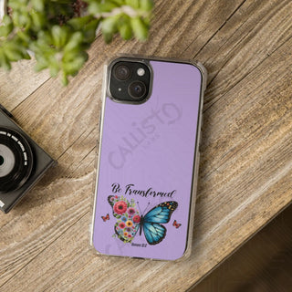 Romans 12:2 Be Transformed ButterflyMagnetic Clear Impact Case for iPhone 14 & 15 - MagSafe® Compatible - iPhone 15