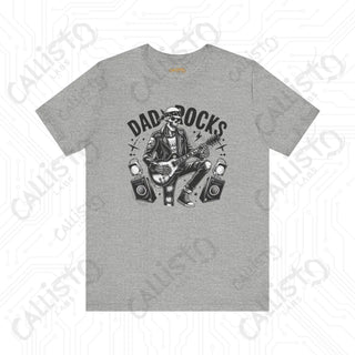 Men’s Horror ’Dad Rocks’ Skeleton Guitar Graphic Shirt: Cool and Spooky Tee for Musical Dads - Perfect Father’s