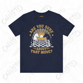 Men’s Chess Shirt - ’Are You Sure About That Move?’ Funny Chess Player Tee for Men - Navy / XS - T-Shirt