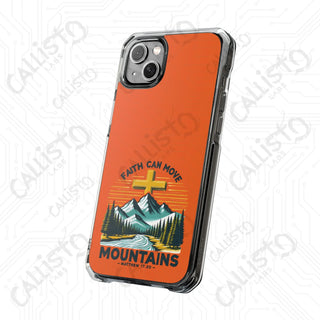 Faith Can Move Mountains Matthew 17:20 Scripture Magnetic Clear Impact Case for iPhone 14 & 15 - MagSafe® Compatible