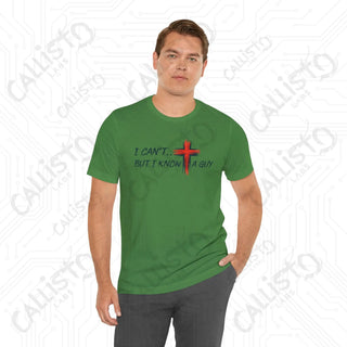 Men’s Humorous ’I Can’t But I Know a Guy’ Cross Religious Shirt: Funny Christian Apparel for Him - T-Shirt