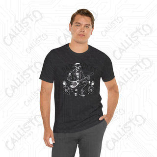 Men’s Horror ’Dad Rocks’ Skeleton Guitar Graphic Shirt: Cool and Spooky Tee for Musical Dads - Perfect Father’s