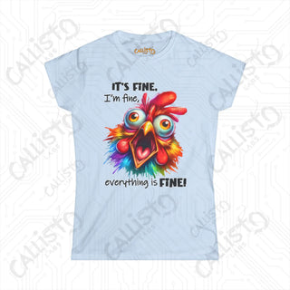 Everything is Fine Chicken Women’s Shirt: Funny and Whimsical Tee for Women - Humorous Graphic Top for Chicken Lovers