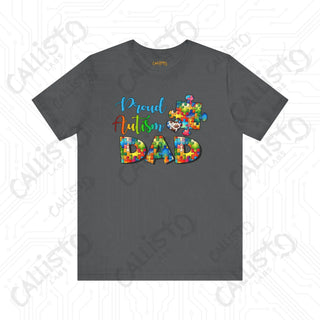 Men’s ’Proud Autism Dad’ Graphic Shirt: Show Support and Love with this Unique Autism Awareness Tee - Asphalt