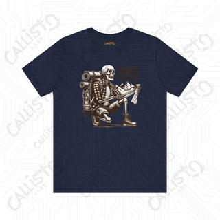 Men’s ’Dad Goals’ Horror Hiking Skeleton with Map Graphic Shirt: Perfect Gift for Adventure-Loving Dads - Navy