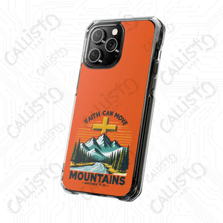 Faith Can Move Mountains Matthew 17:20 Scripture Magnetic Clear Impact Case for iPhone 14 & 15 - MagSafe® Compatible