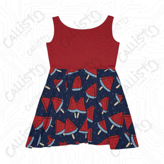 USA Patriotic Watermelon Skater Dress - Women’s July 4th Independence Day Dress - All Over Prints