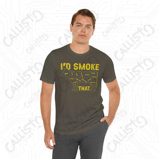 Men’s ’I’d Smoke That’ Funny Cow Shirt: Hilarious BBQ Apparel for Grill Masters and Beef Enthusiasts - T-Shirt