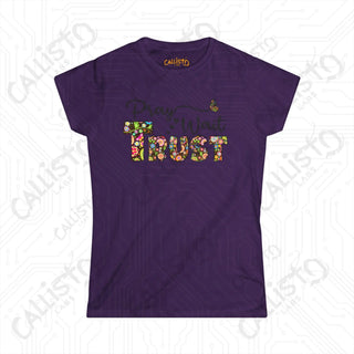 Women’s Softstyle Tee - ’Pray Wait Trust’ Floral Design: Inspirational Christian Shirt for Women Faith-Based