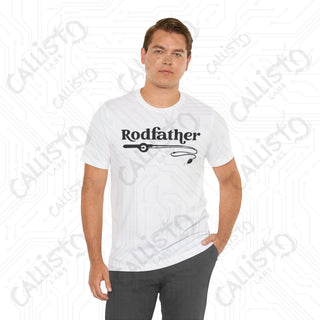 Men’s ’Rodfather’ Fishing Rod Funny Dad Graphic Shirt: Hilarious Father’s Day Gift Idea for Fishing Enthusiasts