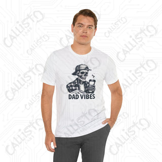 Men’s Horror ’Dad Vibes’ Funny Skeleton Graphic Shirt: Spooky and Hilarious Dad Tee for Horror Enthusiasts - T-Shirt