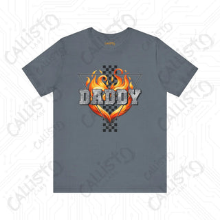 Men’s Flame ’DADDY’ Shirt: Bold and Stylish Tee for Fathers Dads and Cool Dudes - Perfect Gift for Him - Steel