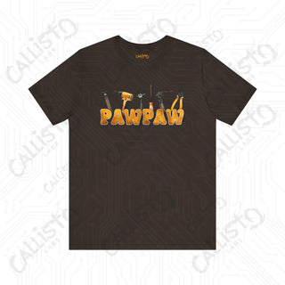 Men’s Graphic Shirt - PAWPAW with Tools Design: Cool and Practical Apparel for Grandpa - Brown / XS - T-Shirt