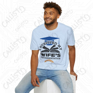 "I Survived My Wife's PhD Dissertation" Funny Mens Softstyle T-Shirt