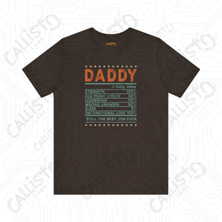 Men’s ’Daddy’ Daily Nutrition Value Dad Graphic Shirt: A Playful and Practical Gift for Father’s Day - Brown