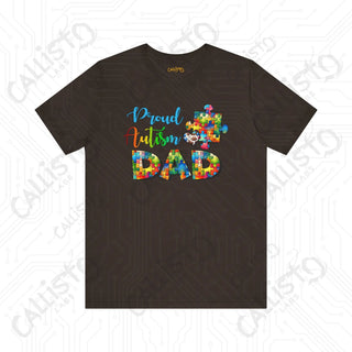 Men’s ’Proud Autism Dad’ Graphic Shirt: Show Support and Love with this Unique Autism Awareness Tee - Brown / XS