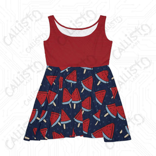 USA Patriotic Watermelon Skater Dress - Women’s July 4th Independence Day Dress - All Over Prints