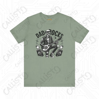 Men’s Horror ’Dad Rocks’ Skeleton Guitar Graphic Shirt: Cool and Spooky Tee for Musical Dads - Perfect Father’s