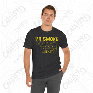 Men’s ’I’d Smoke That’ Funny Cow Shirt: Hilarious BBQ Apparel for Grill Masters and Beef Enthusiasts - T-Shirt