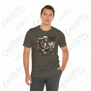 Men’s ’Dad Goals’ Horror Hiking Skeleton with Map Graphic Shirt: Perfect Gift for Adventure-Loving Dads - T-Shirt