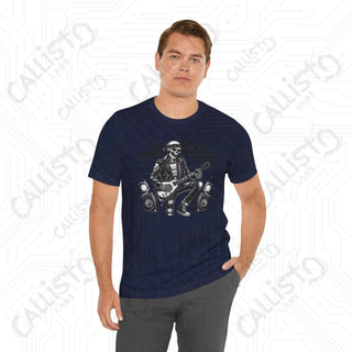 Men’s Horror ’Dad Rocks’ Skeleton Guitar Graphic Shirt: Cool and Spooky Tee for Musical Dads - Perfect Father’s