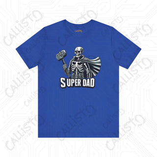 Men’s Horror Superdad Skeleton Superhero Graphic Shirt: Unique Dad Shirt with Hammer and Cape - Perfect Gift for