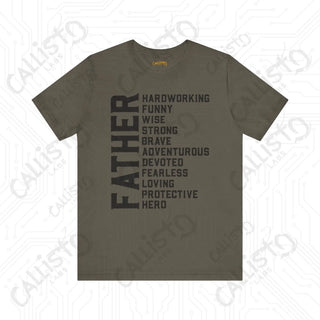 Men’s ’FATHER’ Traits Graphic Shirt: Celebrate Dad with this Stylish and Meaningful Tee - Perfect Father’s Day