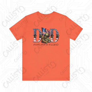 Mens ’DAD #MAN #MYTH #Legend’ Graphic Shirt: Patriotic Flag Lettering & Combat Boots Design - Unique Father’s Day