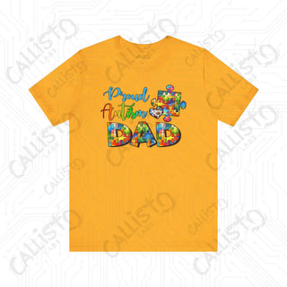 Men’s ’Proud Autism Dad’ Graphic Shirt: Show Support and Love with this Unique Autism Awareness Tee - Gold / XS