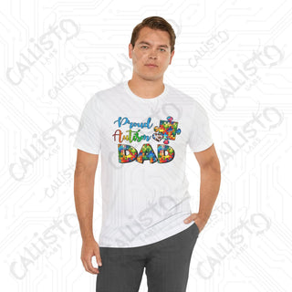 Men’s ’Proud Autism Dad’ Graphic Shirt: Show Support and Love with this Unique Autism Awareness Tee - T-Shirt