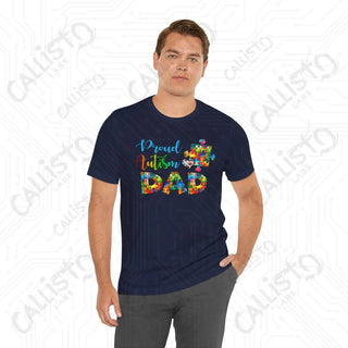 Men’s ’Proud Autism Dad’ Graphic Shirt: Show Support and Love with this Unique Autism Awareness Tee - T-Shirt