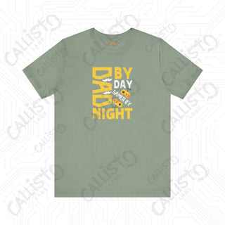 Men’s ’Dad by Day Gamer by Night’ Graphic Shirt: Fun and Stylish Tee for Gaming Dads - Perfect Gift Idea - Sage