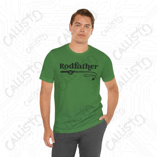 Men’s ’Rodfather’ Fishing Rod Funny Dad Graphic Shirt: Hilarious Father’s Day Gift Idea for Fishing Enthusiasts