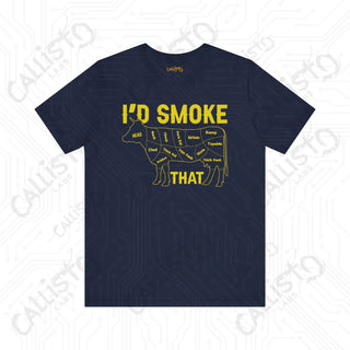 Men’s ’I’d Smoke That’ Funny Cow Shirt: Hilarious BBQ Apparel for Grill Masters and Beef Enthusiasts - Navy